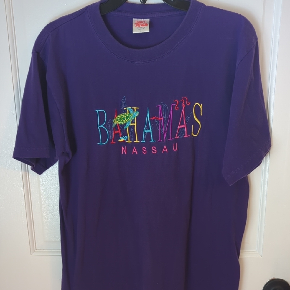 Dorsett Tees Purple Bahamas Embroidered Tee 100% COTTON